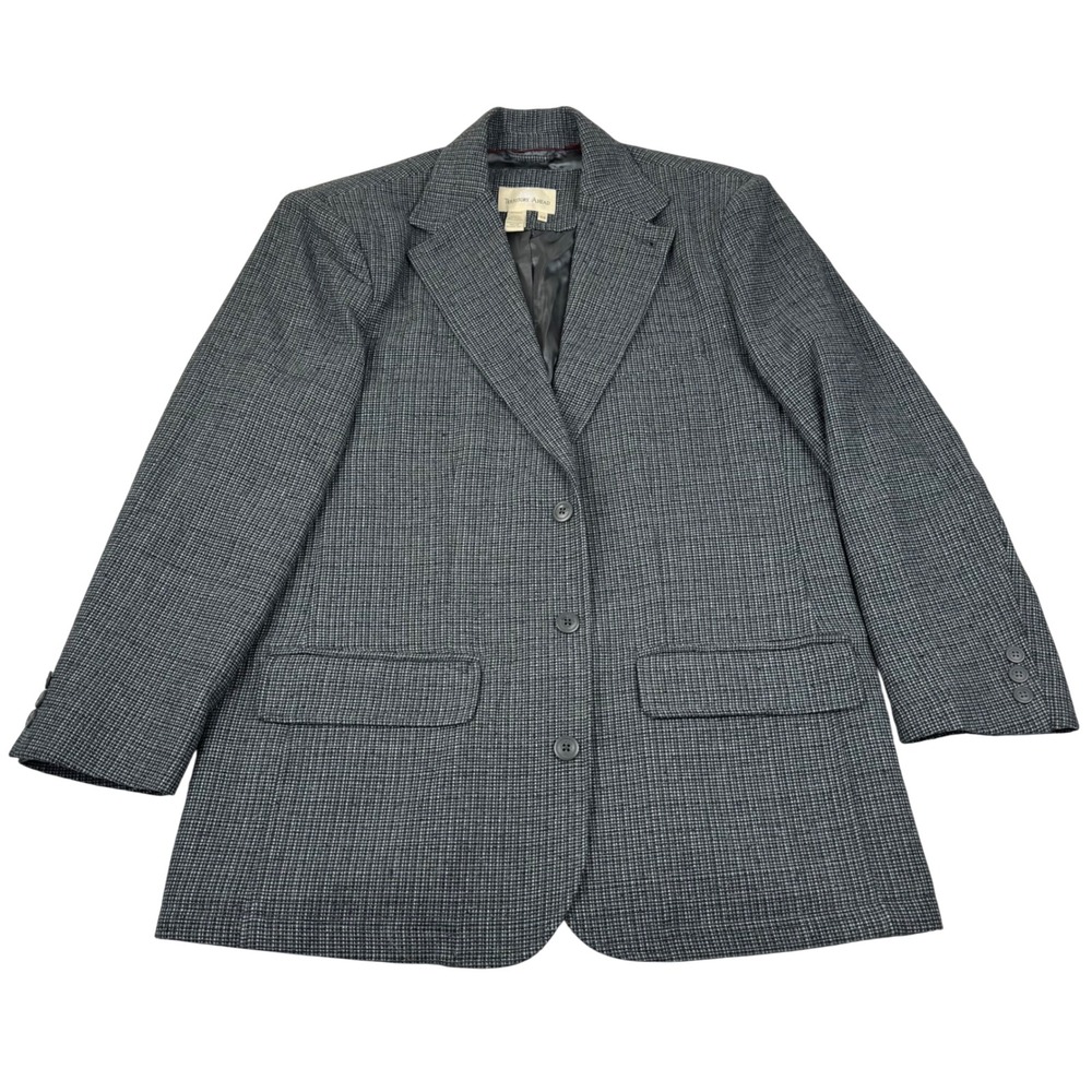 Territory Ahead Silk Blazer Mens 42R Grey Black Micro-Check 3-Button Sport Coat